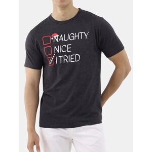 Holiday Time Mens Christmas Naughty Nice Checklist Graphic Tee Black Size XL